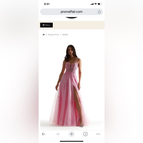 Gorgeous Pink MoriLee Corset Prom Dress - Picture 9 of 14